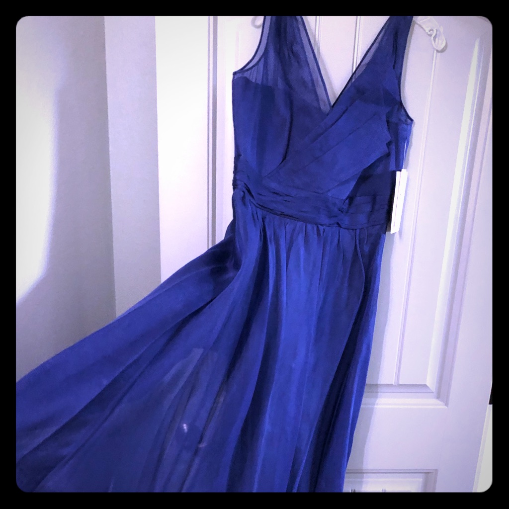 Amazing Midnight Blue Chiffon Evening Gown